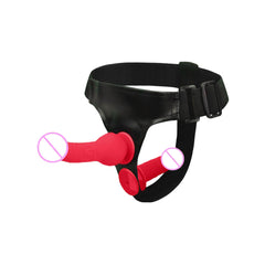 Cinturón femenino con consolador doble y arnés sexual con forma de pene para mujer. Juguetes sexuales para adultos para la penetración anal y el orgasmo lésbico.