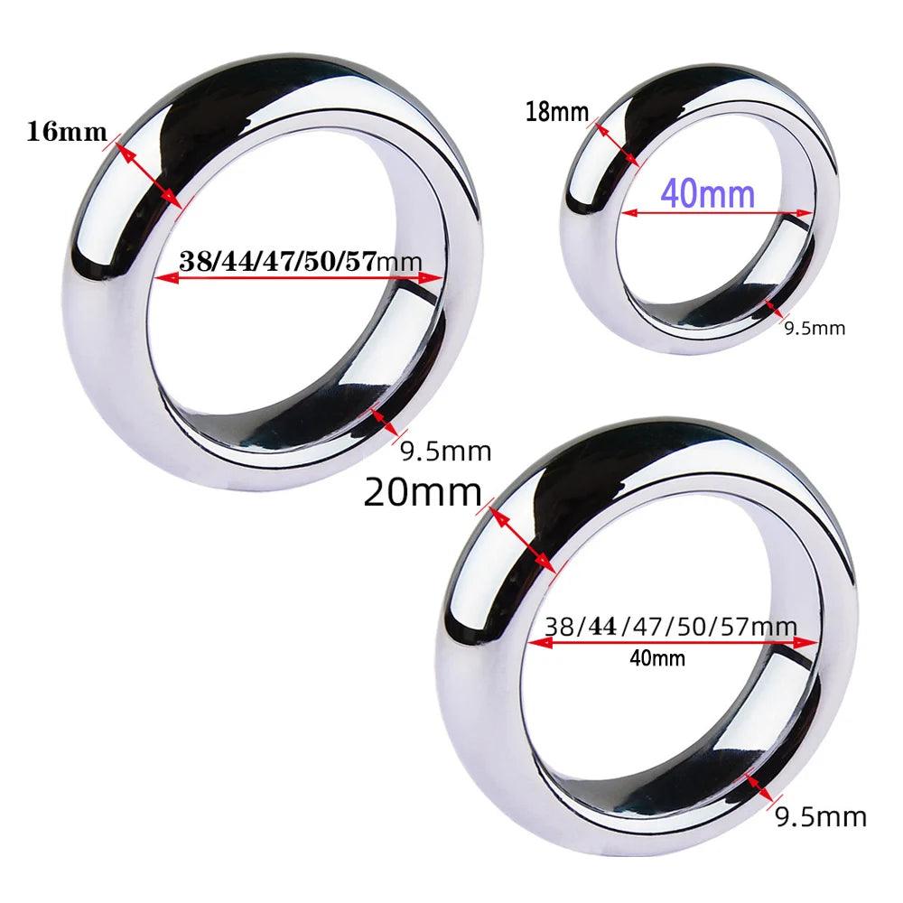 6-Size Metal Cock Ring Set – Penis Bondage & Delay Ejaculation Toy for Men - Passion Pulse Adult