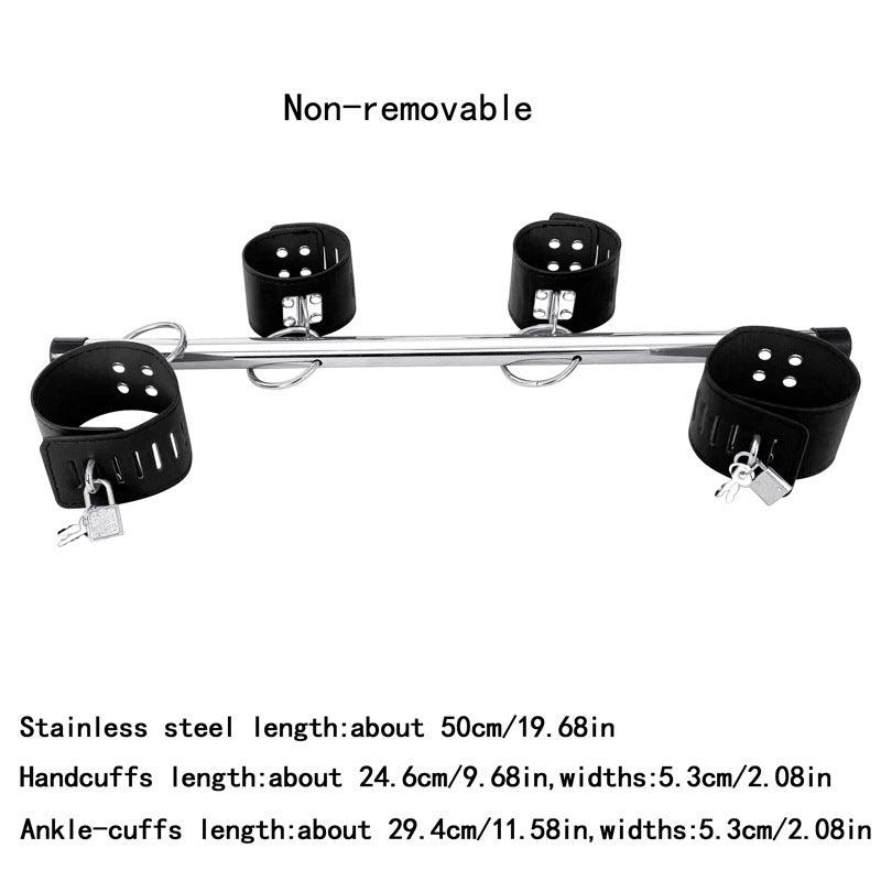 Adjustable BDSM Spreader Bar with Handcuffs and Leg Cuffs – Restraint Kit for Couples Roleplay and Fetish Play - Passion Pulse Adult