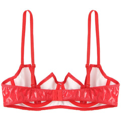 Patent Leather Open Chest V-Notch Underwire Bra - Passion Pulse Adult