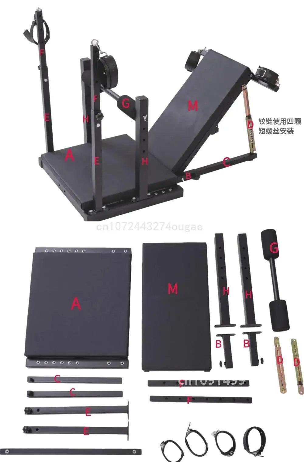 BDSM Adjustable Split-Leg Chair with Restraints – Carbon Steel Bondage Furniture for Couples Roleplay and Fetish Play - Passion Pulse Adult