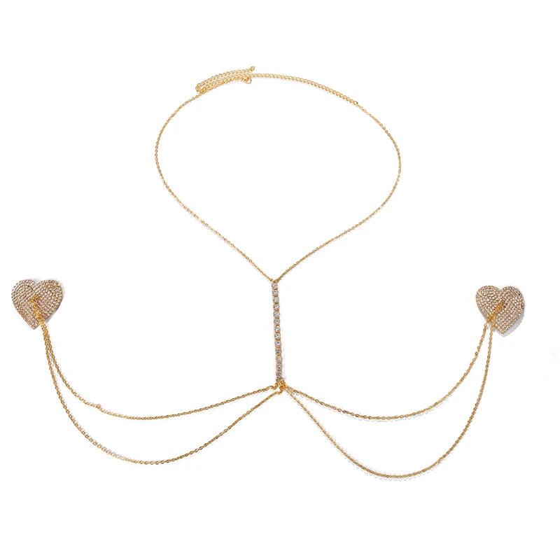 Stonefans Sexy Rhinestone Bikini Bra Chain – Cross Chest Harness & Nipple Stickers for Women - Passion Pulse Adult