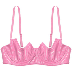 Patent Leather Open Chest V-Notch Underwire Bra - Passion Pulse Adult