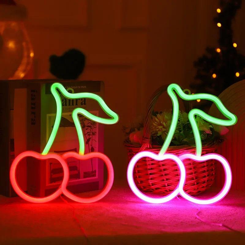 Cherry Neon Light Sign | Cute LED Wall Decor for Home, Bar, Restaurant & Party | Battery & USB Powered - Passion Pulse Adult