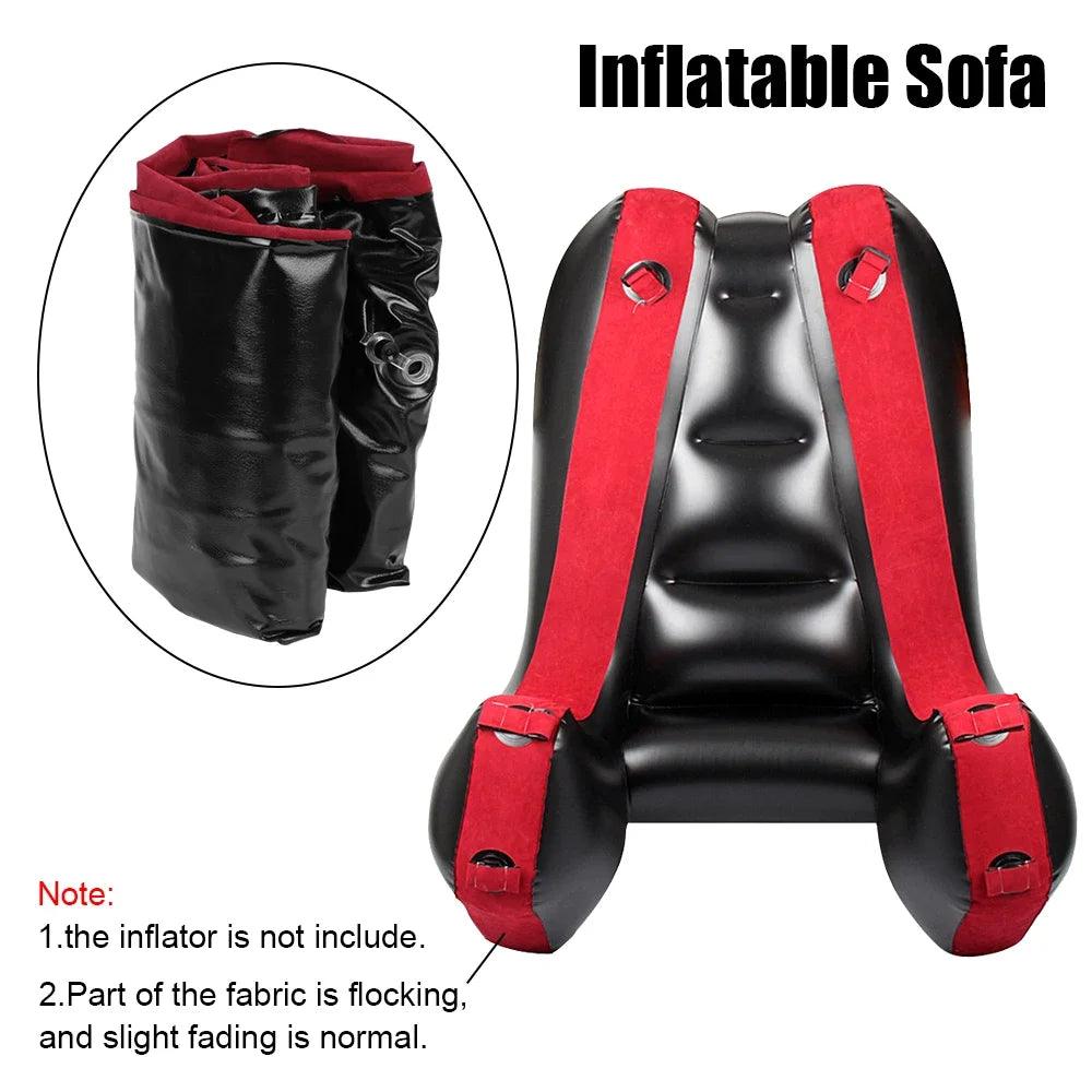 Inflatable Split-Leg Sex Sofa – Flocking PVC Chair with Straps for Couples - Passion Pulse Adult