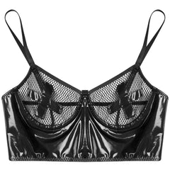 Wet Look Mesh Balconette Bra | Sexy Lingerie - Passion Pulse Adult
