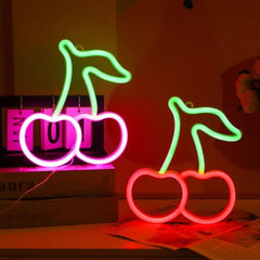 Cherry Neon Light Sign | Cute LED Wall Decor for Home, Bar, Restaurant & Party | Battery & USB Powered - Passion Pulse Adult