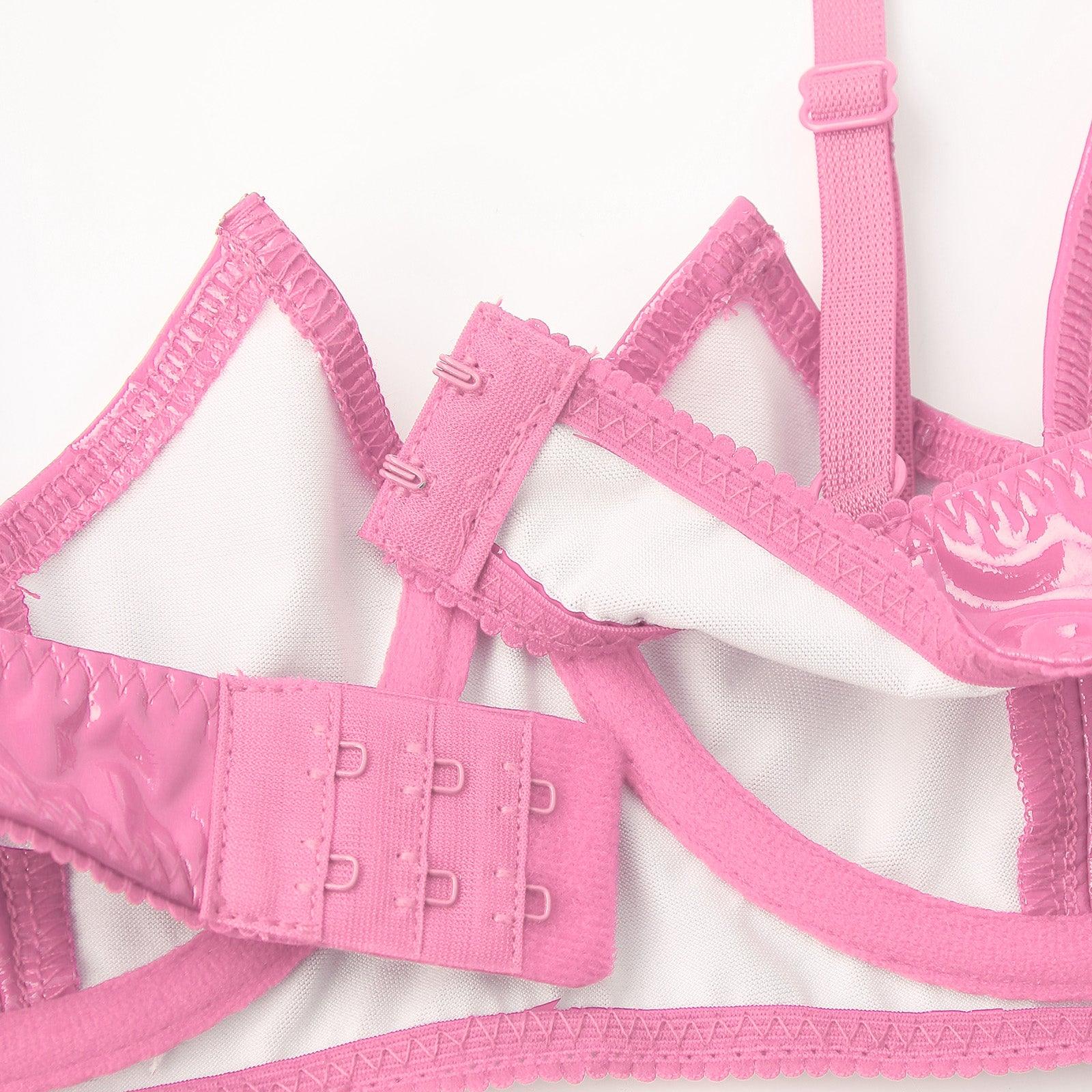 Patent Leather Open Chest V-Notch Underwire Bra - Passion Pulse Adult