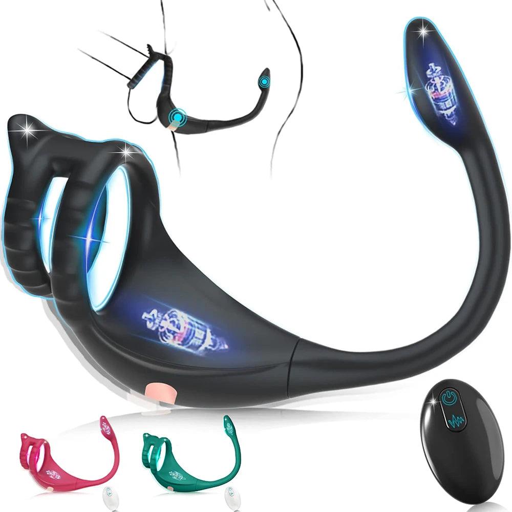 Vibrating Cock Ring & Taint Stimulator – Remote Control Anal Plug & Prostate Massager - Passion Pulse Adult
