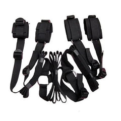 Adjustable Bed Restraint Bondage Kit with Handcuffs and Ankle Cuffs – BDSM Accessories for Couples - Passion Pulse Adult