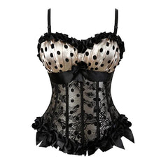 Women’s Floral Jacquard Overbust Corset – Gothic Steampunk Zipper Bustier with Straps - Passion Pulse Adult