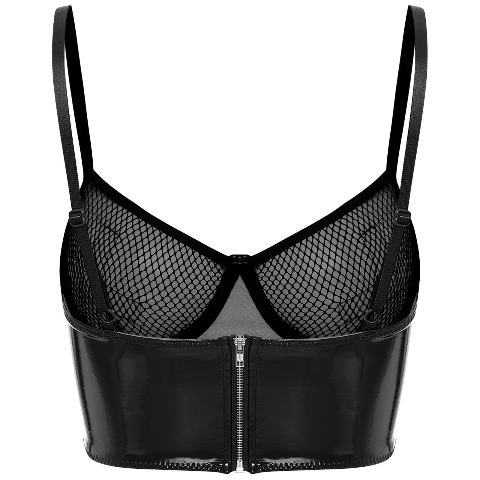 Wet Look Mesh Balconette Bra | Sexy Lingerie - Passion Pulse Adult