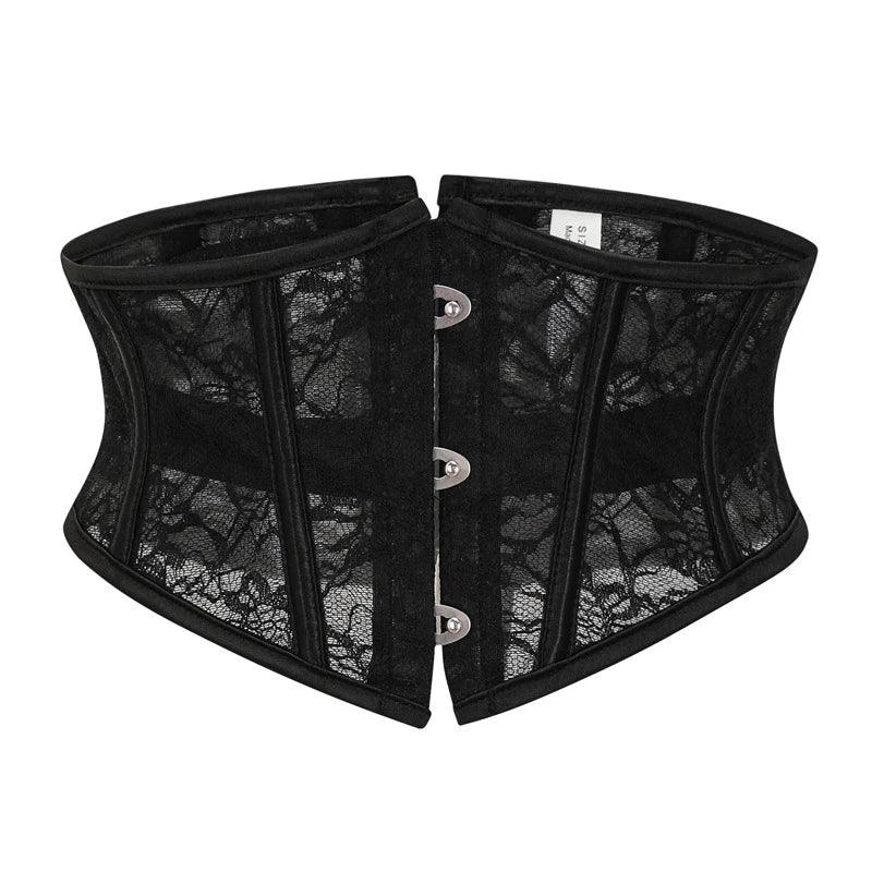 BurVogue 14 Steel Boned Satin Underbust Waist Training Corset – Lace-Up Bustier - Passion Pulse Adult