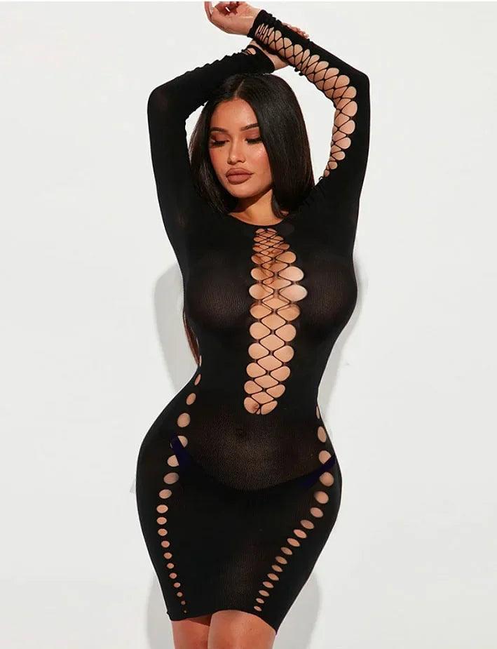 Sexy Crochet Babydoll – Backless Plus Size Lingerie Sleepwear & Costumes - Passion Pulse Adult
