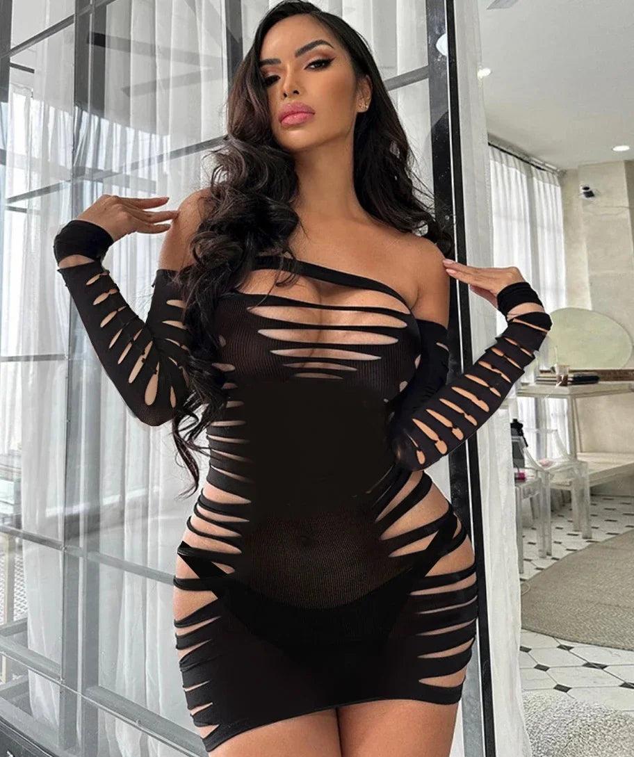 Sexy Crochet Babydoll – Backless Plus Size Lingerie Sleepwear & Costumes - Passion Pulse Adult