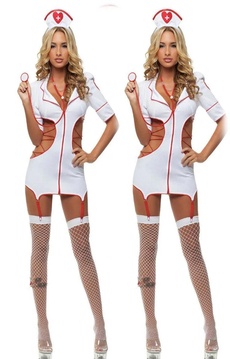 Sexy Nurse Cosplay Costume with Accessories - Passion Pulse Adult