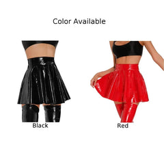 Wet Look PVC Pleated Mini Skirt | Sexy Clubwear - Passion Pulse Adult