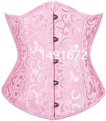Pink Underbust Corset Top – Plus Size Waist Cincher Gothic Corselet in Black, White, Red, Blue, Rose - Passion Pulse Adult