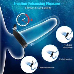 Silicone Penis Ring Vibrator – 10 Modes for Clitoral & Testicle Stimulation - Passion Pulse Adult
