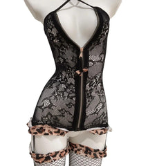 Fishnet Hollow Out Bodystocking – Sexy Mesh Suspender Lingerie Set - Passion Pulse Adult