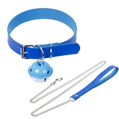 Adjustable BDSM Collar with Leash – Rivet Choker and Steel Chain Set for Couples Roleplay and Bondage Play - Passion Pulse Adult