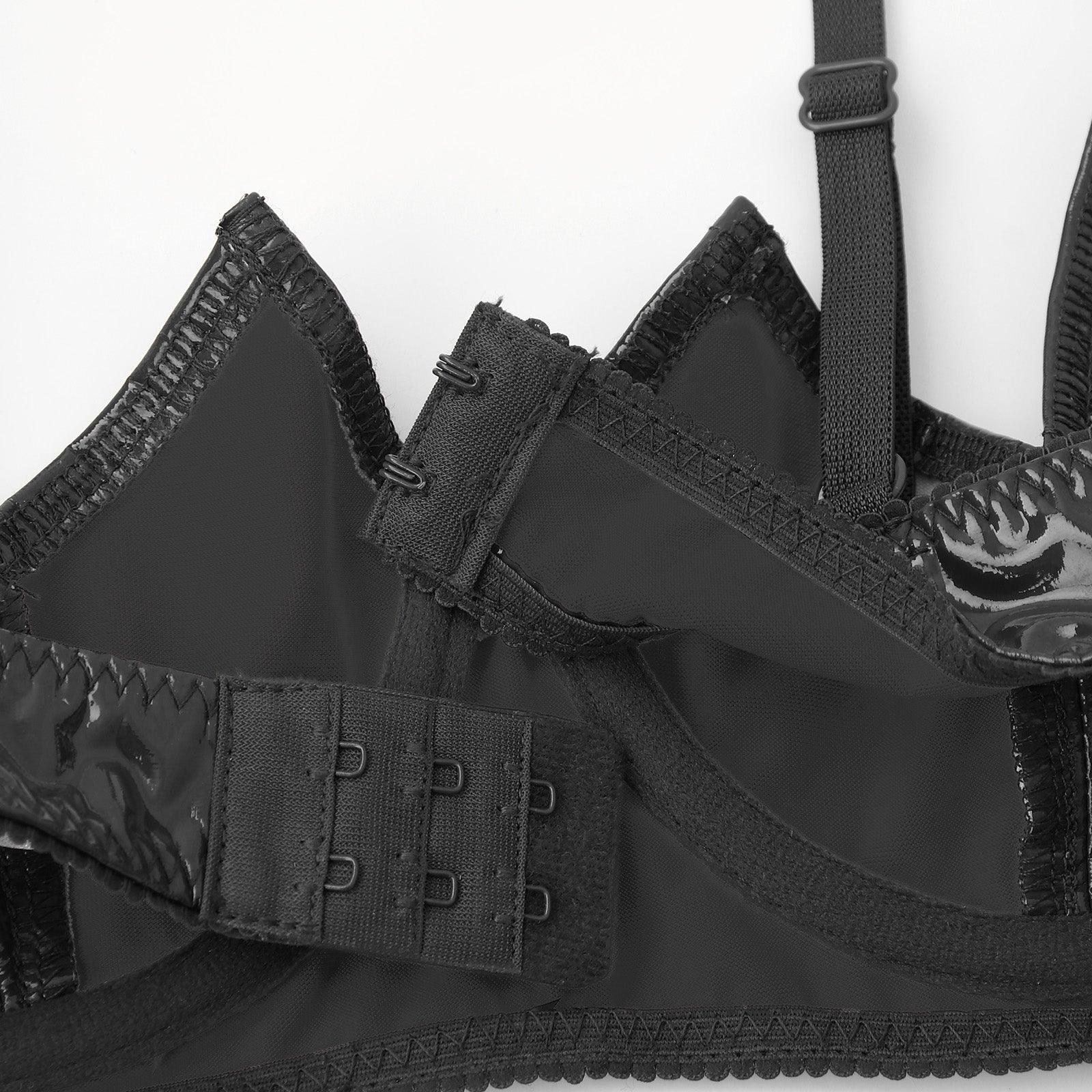 Patent Leather Open Chest V-Notch Underwire Bra - Passion Pulse Adult