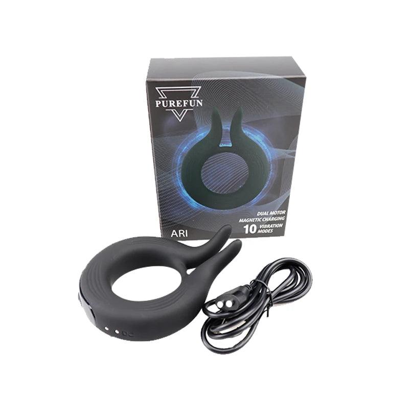 Silicone Penis Ring Vibrator – 10 Modes for Clitoral & Testicle Stimulation - Passion Pulse Adult
