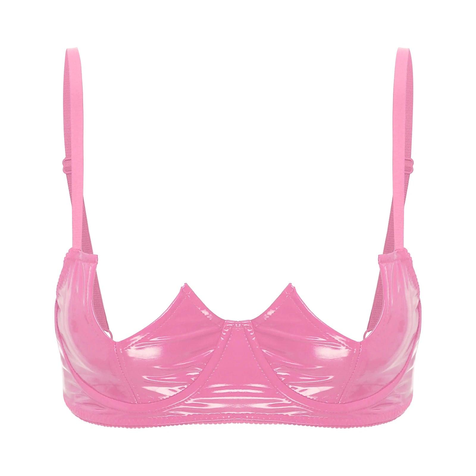 Patent Leather Open Chest V-Notch Underwire Bra - Passion Pulse Adult