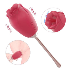 Rose-Shaped Tongue-Licking Vibrator – Multi-Frequency Clitoral & Massage Stimulator - Passion Pulse Adult
