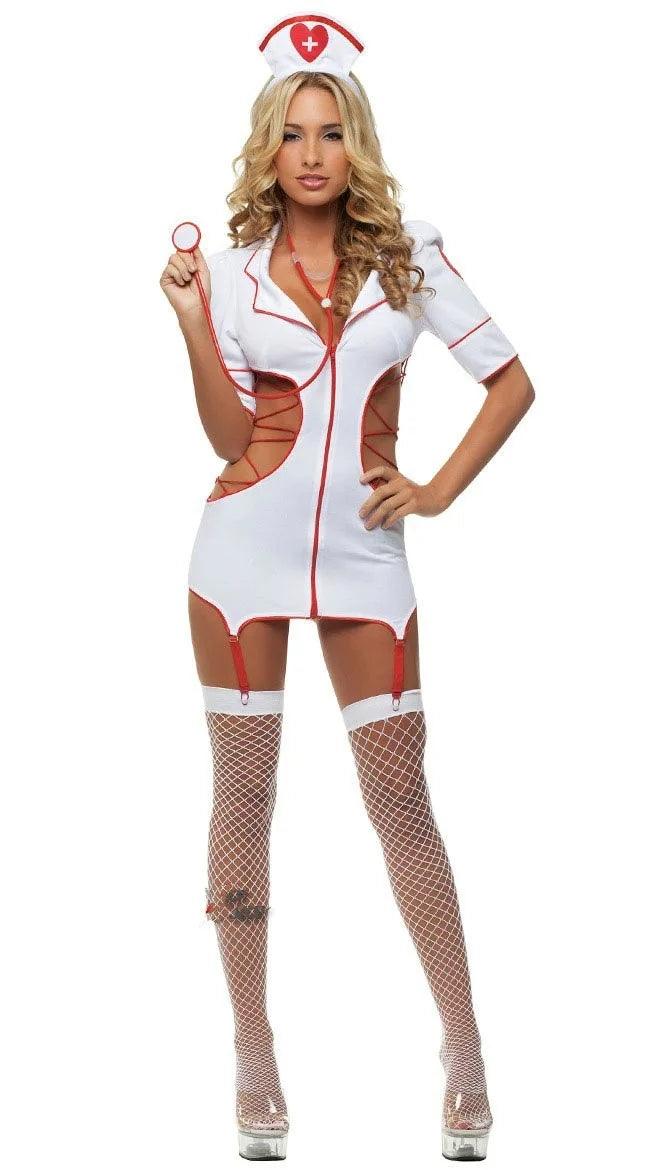 Sexy Nurse Cosplay Costume with Accessories - Passion Pulse Adult