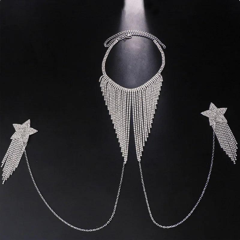 Shiny Rhinestone Star Tassel Breast Patch – Sexy Nipple Patch & Body Chain Jewelry - Passion Pulse Adult
