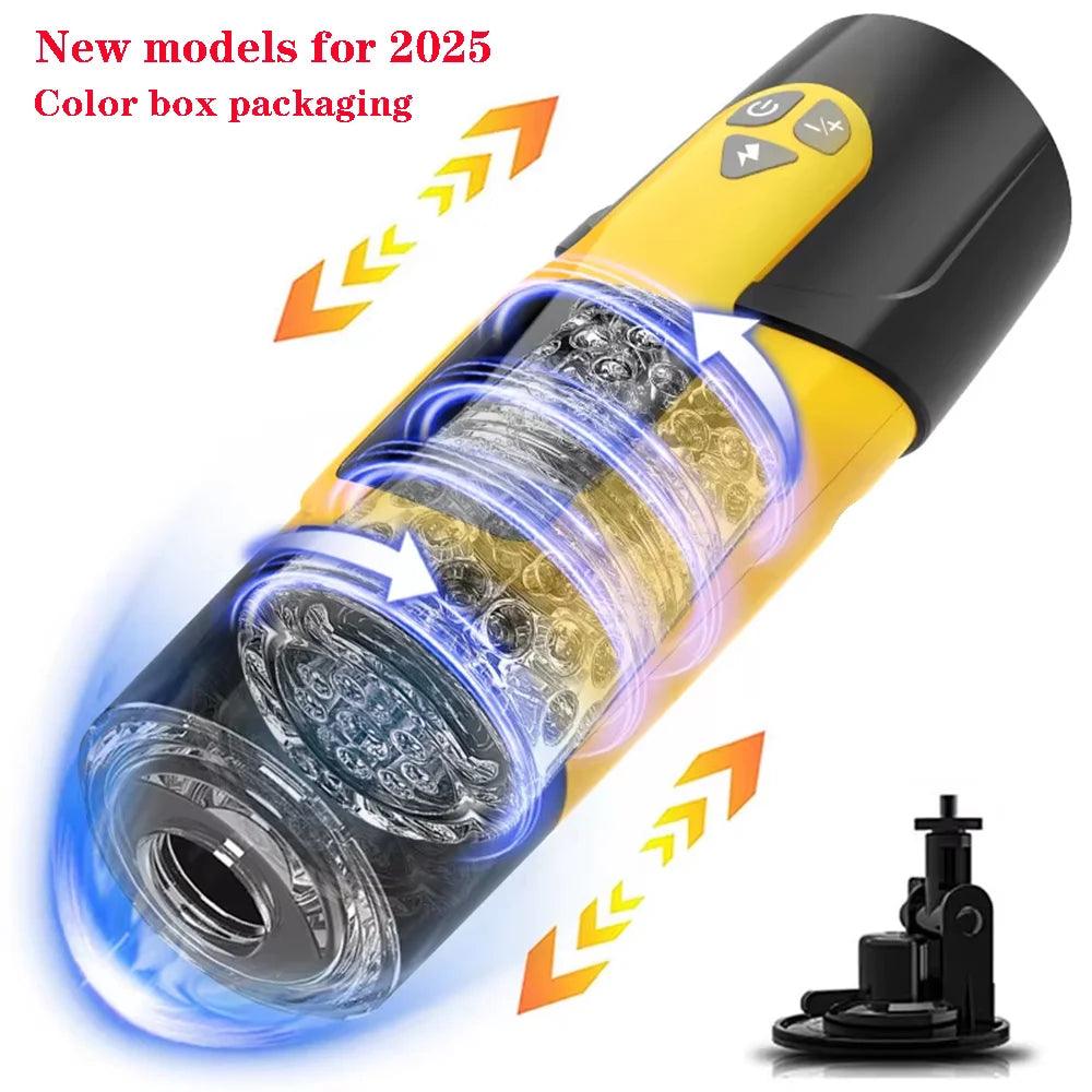 Hannibal Automatic Male Masturbator II - 7-Hands-Free Automatic Thrusting & Rotating Male Masturbator – Visual Piston Cup with Realistic Vagina Design - Passion Pulse Adult