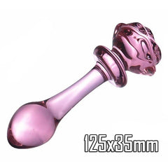Pink Rose Glass Dildo - Elegant Flower-Shaped Pleasure Toy - Passion Pulse Adult