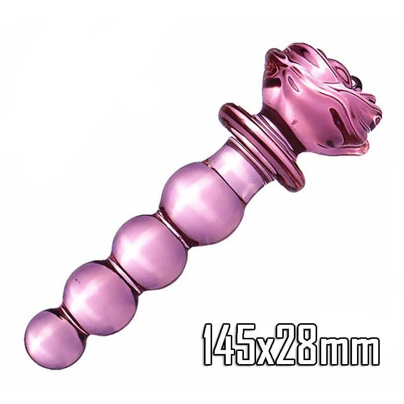 Pink Rose Glass Dildo - Elegant Flower-Shaped Pleasure Toy - Passion Pulse Adult