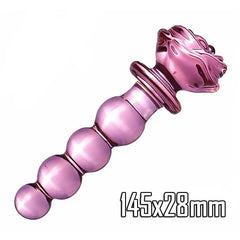 Pink Rose Glass Dildo - Elegant Flower-Shaped Pleasure Toy - Passion Pulse Adult