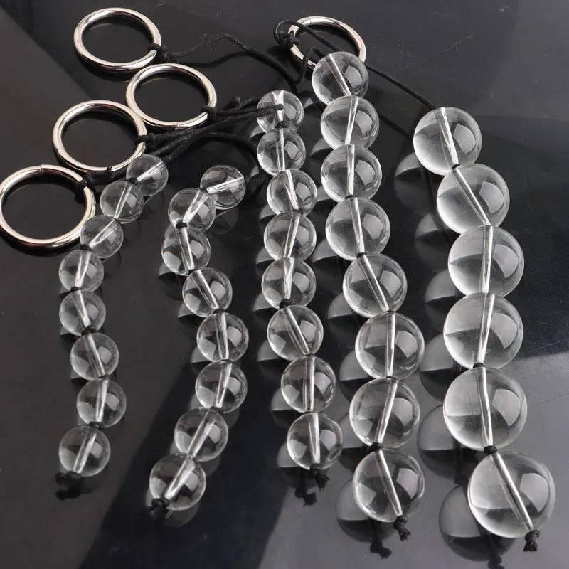 CrystalGlass Anal Beads - 5 Sizes Glass Butt Plug for Men, Women, and Couples with Smooth Vaginal and Anal Balls for BDSM, Massage, and Erotic Play - Passion Pulse Adult