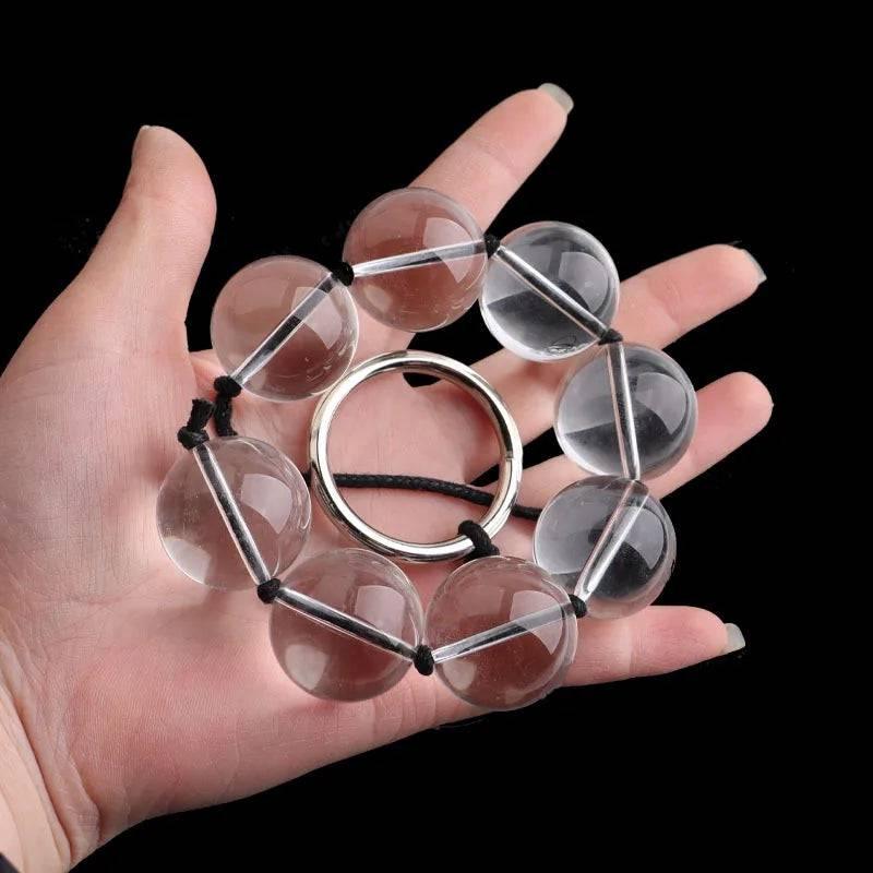CrystalGlass Anal Beads - 5 Sizes Glass Butt Plug for Men, Women, and Couples with Smooth Vaginal and Anal Balls for BDSM, Massage, and Erotic Play - Passion Pulse Adult