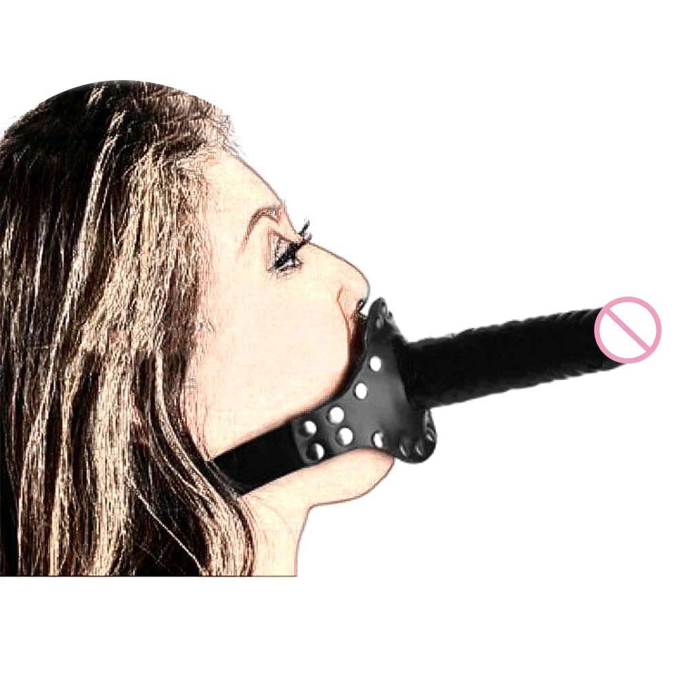EXVOID Slave Restraint Realistic Penis Gag Mouth Plug BDSM Bondage Head Strapon Open Mouth Gag Adult Game - Passion Pulse Adult