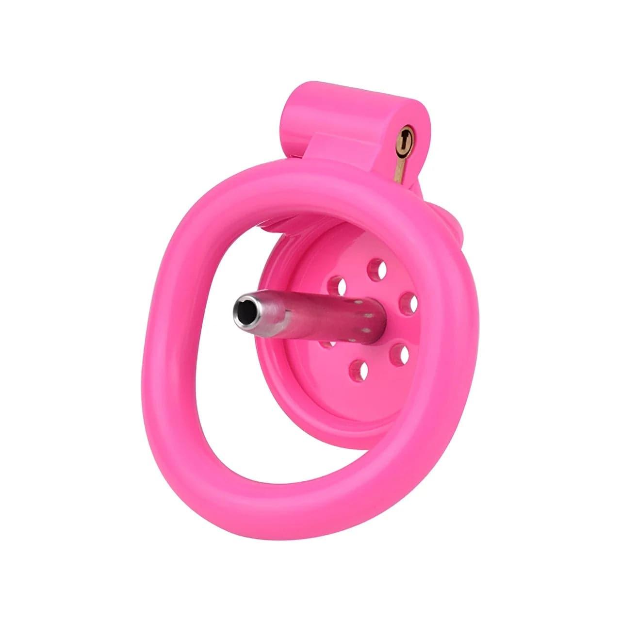 Pink/Black/White Adjustable Mini Metal Chastity Cage with Lock - BDSM Male Slave Cock Ring for Fetish Roleplay and Sissy Bondage Play - Passion Pulse Adult