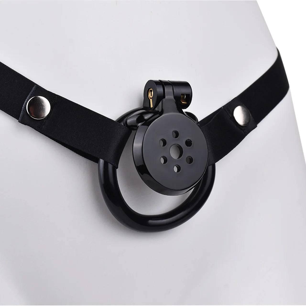 Pink/Black/White Adjustable Mini Metal Chastity Cage with Lock - BDSM Male Slave Cock Ring for Fetish Roleplay and Sissy Bondage Play - Passion Pulse Adult