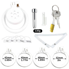 Pink/Black/White Adjustable Mini Metal Chastity Cage with Lock - BDSM Male Slave Cock Ring for Fetish Roleplay and Sissy Bondage Play - Passion Pulse Adult