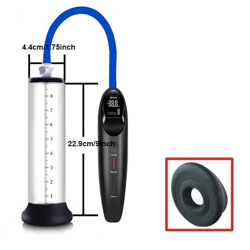 Electric Acrylic Penis Pump: Vacuum Pump for Male Penis Enlargement, Penile Training Extender, Cock Dick Pump for Men - Passion Pulse Adult