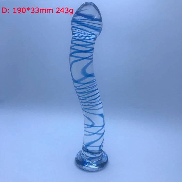 Dual-Ended Spiral Crystal Glass Dildo - G-Spot & Clitoral Massager - Passion Pulse Adult