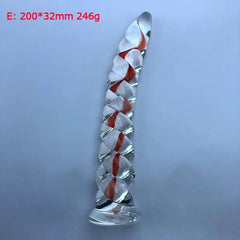 Dual-Ended Spiral Crystal Glass Dildo - G-Spot & Clitoral Massager - Passion Pulse Adult