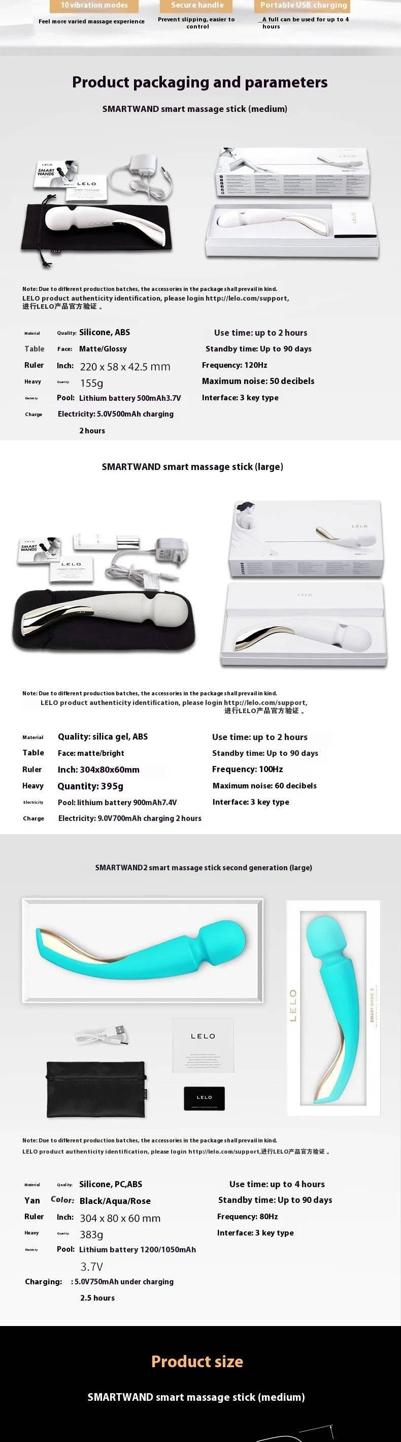 LELO Smart Wand 2 Large Smart Female Vibrator II Large - Passion Pulse Adult