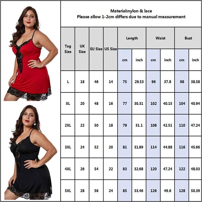 Plus-Size Lace Satin Nightdress with Spaghetti Straps - Sexy Sleepwear for Women - Passion Pulse Adult