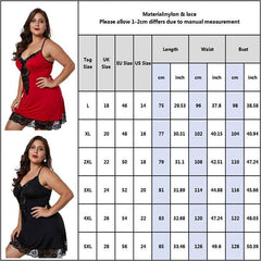 Plus-Size Lace Satin Nightdress with Spaghetti Straps - Sexy Sleepwear for Women - Passion Pulse Adult