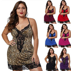 Plus-Size Lace Satin Nightdress with Spaghetti Straps - Sexy Sleepwear for Women - Passion Pulse Adult
