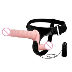 Double Penis Realistic Dildo Vibrator: Ultra Elastic Strap-On Harness for Women - Adult Sex Toy for Lesbians - Passion Pulse Adult