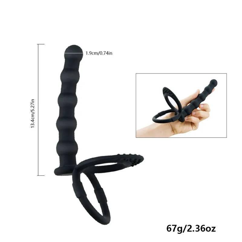 DualFlex Double Penetration Dildo with Vibrating Anal Beads - G-Spot and Prostate Massager for Women, Men, and Couples for Enhanced Intimacy and Pleasure - Passion Pulse Adult